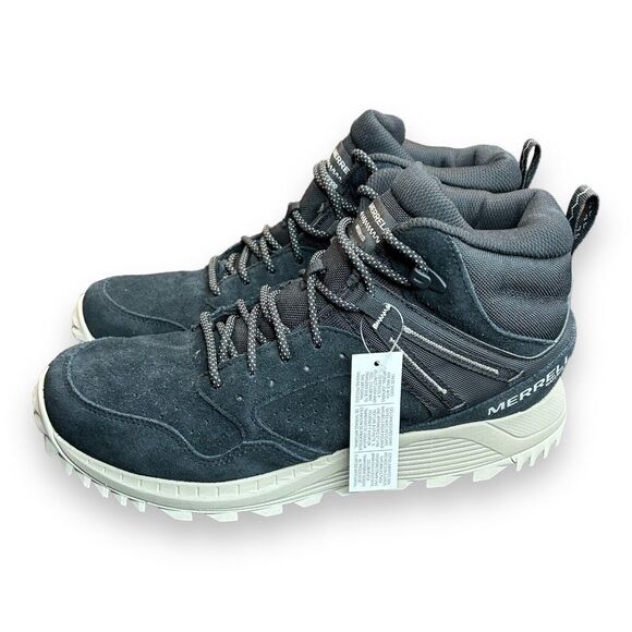 Merrell Wildwood Mid Leather Women's Size 11 WP Boot J068098 Black Leather Suede - Picture 1 of 8